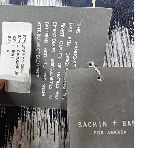 NEW Sachin + Babi Ankasa 4 Navy White Ikat Beaded Sheath Dress Sequin - Picture 4 of 6